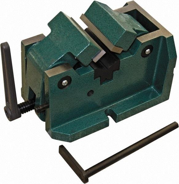 Interstate - 4" Jaw Width, 2-3/8" Max Jaw Opening, Manual Self Centering Vise - 11-27/64" OAL x 7-11/16" OAH - Americas Industrial Supply