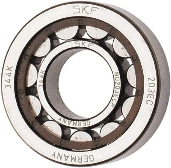 SKF - 17mm Bore Diam, 40mm Outside Diam, 12mm Wide Cylindrical Roller Bearing - 17,200 N Dynamic Capacity, 14,300 Lbs. Static Capacity - Americas Industrial Supply