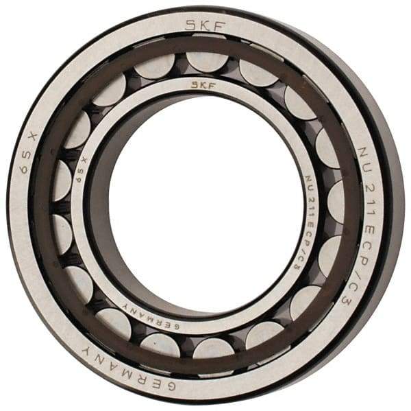 SKF - 55mm Bore Diam, 100mm Outside Diam, 21mm Wide Cylindrical Roller Bearing - 84,200 N Dynamic Capacity, 95,000 Lbs. Static Capacity - Americas Industrial Supply