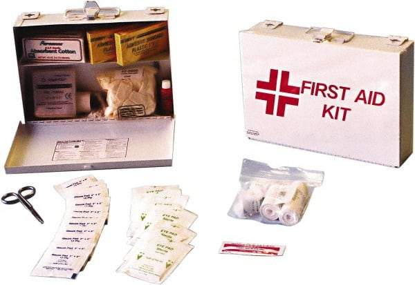 Ability One - 47 Piece, 47 Person, Industrial First Aid Kit - Metal Case - Americas Industrial Supply