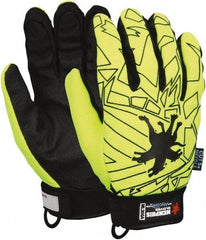MCR Safety - Size M (8), ANSI Cut Lvl 5, Synthetic Leather Cut & Puncture Resistant Gloves - 9.5" Long, Alycore Lining, Hook & Loop Cuff, Black/Yellow, Paired - Americas Industrial Supply