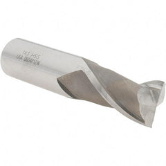 Value Collection - 1", 1-5/8" LOC, 1" Shank Diam, 4-1/8" OAL, 2 Flute, High Speed Steel Square End Mill - Single End, Uncoated, Spiral Flute, 30° Helix, Centercutting, Right Hand Cut, Right Hand Flute - Americas Industrial Supply