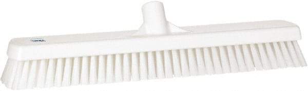 Vikan - 1.8" Bristle Length, Polyester Scrub Brush - 18" Long x 2-1/2" Wide Head, 19" OAL, European Threaded Handle, White, Polypropylene Block - Americas Industrial Supply