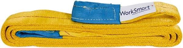 Value Collection - 10' Long x 4" Wide, 6,400 Lb Vertical Capacity, 1 Ply, Polyester Web Sling - 5,000 Lb Choker Capacity, with Eye & Eye (Flat) - Americas Industrial Supply