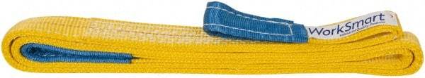 Value Collection - 8' Long x 1" Wide, 3,200 Lb Vertical Capacity, 2 Ply, Polyester Web Sling - 2,500 Lb Choker Capacity, with Eye & Eye (Flat) - Americas Industrial Supply