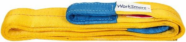 Value Collection - 8' Long x 3" Wide, 8,600 Lb Vertical Capacity, 2 Ply, Polyester Web Sling - 6,900 Lb Choker Capacity, with Eye & Eye (Flat) - Americas Industrial Supply
