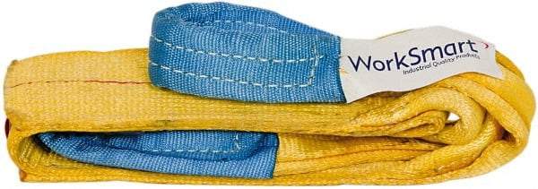 Value Collection - 4' Long x 3" Wide, 4,800 Lb Vertical Capacity, 1 Ply, Polyester Web Sling - 3,800 Lb Choker Capacity, with Eye & Eye (Twisted) - Americas Industrial Supply