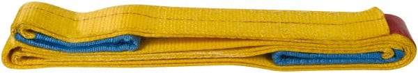 Value Collection - 8' Long x 2" Wide, 3,200 Lb Vertical Capacity, 1 Ply, Polyester Web Sling - 2,500 Lb Choker Capacity, with Eye & Eye (Flat) - Americas Industrial Supply