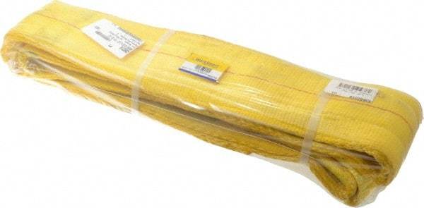 Value Collection - 8' Long x 4" Wide, 11,500 Lb Vertical Capacity, 2 Ply, Polyester Web Sling - 9,200 Lb Choker Capacity, with Eye & Eye (Flat) - Americas Industrial Supply