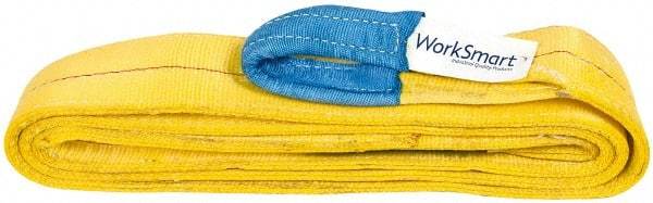 Value Collection - 12' Long x 4" Wide, 11,500 Lb Vertical Capacity, 2 Ply, Polyester Web Sling - 9,200 Lb Choker Capacity, with Eye & Eye (Flat) - Americas Industrial Supply