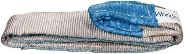 Value Collection - 5' Long x 3" Wide, 4,800 Lb Vertical Capacity, 1 Ply, Polyester Web Sling - 3,800 Lb Choker Capacity, with Eye & Eye (Flat) - Americas Industrial Supply