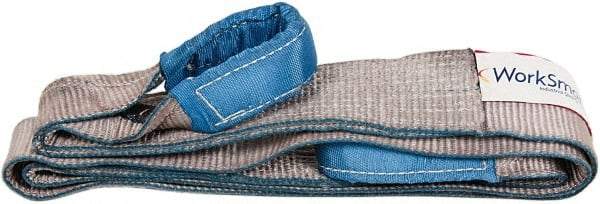 Value Collection - 8' Long x 3" Wide, 4,800 Lb Vertical Capacity, 1 Ply, Polyester Web Sling - 3,800 Lb Choker Capacity, Silver (Color), with Eye & Eye (Flat) - Americas Industrial Supply