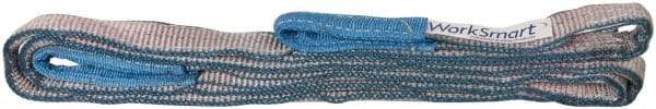 Value Collection - 9' Long x 1" Wide, 3,200 Lb Vertical Capacity, 2 Ply, Polyester Web Sling - 2,500 Lb Choker Capacity, with Eye & Eye (Flat) - Americas Industrial Supply