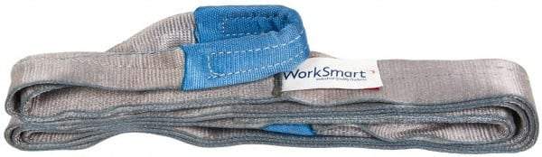 Value Collection - 8' Long x 3" Wide, 8,600 Lb Vertical Capacity, 2 Ply, Polyester Web Sling - 6,900 Lb Choker Capacity, Silver (Color), with Eye & Eye (Flat) - Americas Industrial Supply