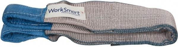 Value Collection - 3' Long x 4" Wide, 11,500 Lb Vertical Capacity, 2 Ply, Polyester Web Sling - 9,200 Lb Choker Capacity, with Eye & Eye (Flat) - Americas Industrial Supply