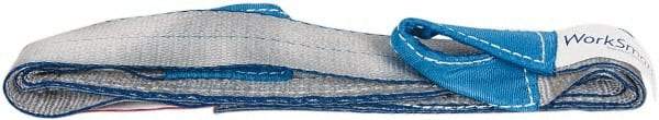 Value Collection - 6' Long x 2" Wide, 3,200 Lb Vertical Capacity, 1 Ply, Polyester Web Sling - 2,500 Lb Choker Capacity, Silver (Color), with Eye & Eye (Twisted) - Americas Industrial Supply