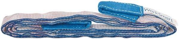 Value Collection - 8' Long x 1" Wide, 3,200 Lb Vertical Capacity, 2 Ply, Polyester Web Sling - 2,500 Lb Choker Capacity, Silver (Color), with Eye & Eye (Twisted) - Americas Industrial Supply