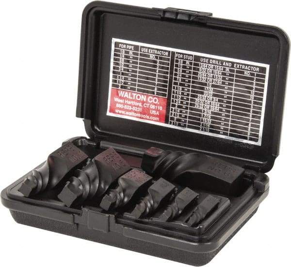 Walton - 7 Piece Spiral Flute Screw Extractor Set - #1 to #10 Size Range - Americas Industrial Supply