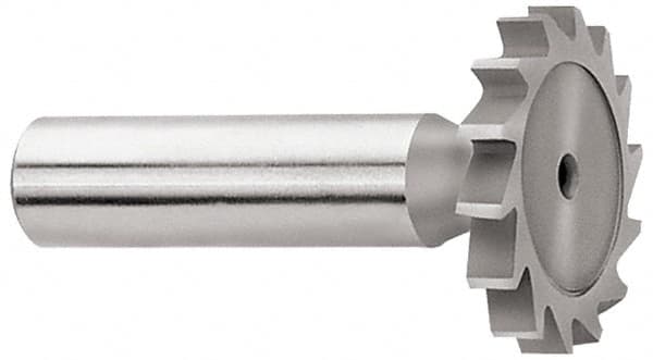 Whitney Tool Co. - 1-1/4" Diam x 1/8" Face Width, Cobalt, 18 Teeth, Shank Connection Woodruff Keyseat Cutter - Uncoated, 2-1/8" OAL x 1/2" Shank, Straight Teeth - Americas Industrial Supply