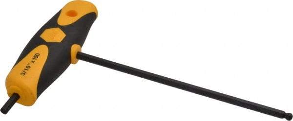 Wiha - 3/16" Hex, T-Handle Cushion Grip, Ball End Hex Key - 150mm OAL, Inch System of Measurement - Americas Industrial Supply