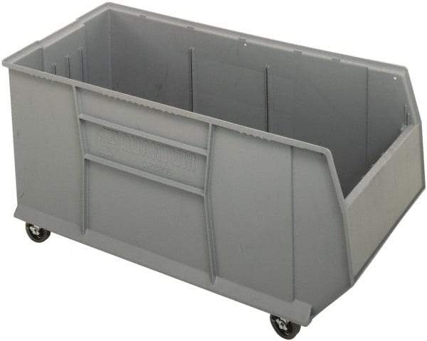 Quantum Storage - 175 Lb. Load Capacity, 41-7/8" Deep, Gray Polypropylene Hopper Stacking Bin - 17-1/2" High x 19-7/8" Wide x 41-7/8" Long - Americas Industrial Supply