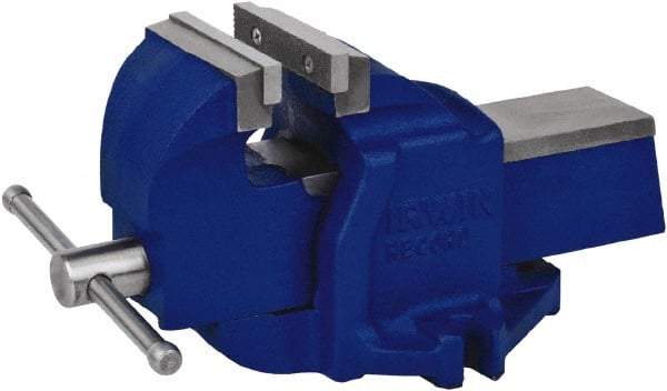 Irwin - 4" Jaw Width, 4-3/4" Opening Capacity, 2-3/4" Throat Depth, Steel Stationary Bench Vise - Bolt Down Base Attachment - Americas Industrial Supply