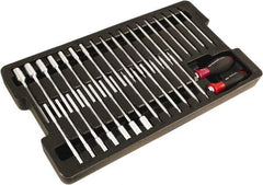 Wiha - 33 Piece, 4mm Drive Screwdriver Insert Torx Bit Set - #0 to 6 Phillips, 2 to 6mm Hex, T6 to T40 Torx, #1 & #2 Square Recess, 3.5 to 4.5 & 5.5 to 6.5mm Slotted - Americas Industrial Supply