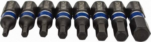 Irwin - 8 Piece, Screwdriver Insert Hex Bit Set - 5/64 to 1/4" Hex - Americas Industrial Supply