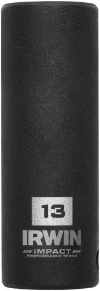 Irwin - 3/8" Drive 13mm Deep Thin Wall Impact Socket - 6 Points, 2-1/2" OAL - Americas Industrial Supply
