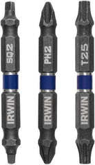 Irwin - 3 Piece, Screwdriver Double End Bit Set - T25 Torx, #2 Square Recess - Americas Industrial Supply