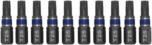 Irwin - 1/4" Drive T25 Torx Screwdriver Bit - 1" OAL, Insert Bit - Americas Industrial Supply