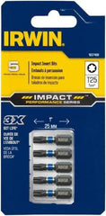 Irwin - 1/4" Drive T25 Torx Screwdriver Bit - 1" OAL, Insert Bit - Americas Industrial Supply