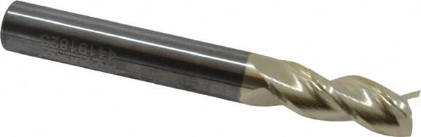 Accupro - 5/16", 13/16" LOC, 5/16" Shank Diam, 2-1/2" OAL, 3 Flute, Solid Carbide Square End Mill - Single End, ZrN Finish, Spiral Flute, 37° Helix, Centercutting, Right Hand Cut, Right Hand Flute - Americas Industrial Supply