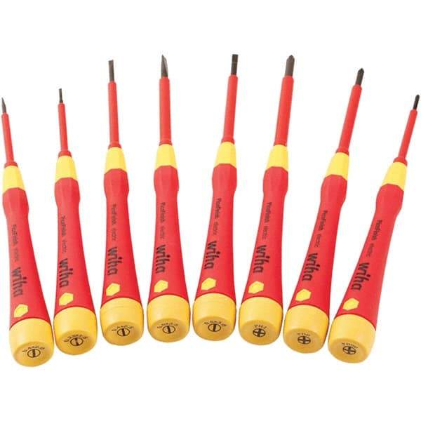 Wiha - 8 Piece Slotted & Phillips Screwdriver Set - #00 to #1 Phillips Size - Americas Industrial Supply