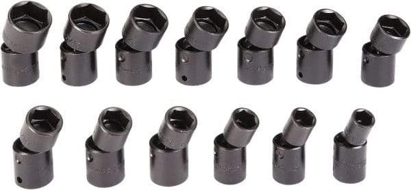 Proto - 13 Piece 1/2" Drive Black Finish Impact Socket Set - 6 Points, 1/2" to 1-1/4" Range, Inch Measurement Standard - Americas Industrial Supply