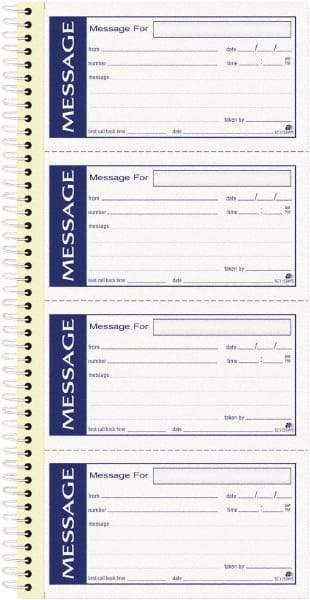 Adams Business Forms - 200 Sheet, 11 x 5-1/4", Call Book - Blue & White - Americas Industrial Supply