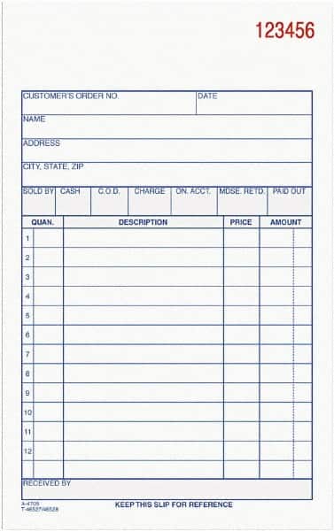 Adams Business Forms - 50 Sheet, 4-3/16 x 7-3/16", Sales Order Book - White - Americas Industrial Supply
