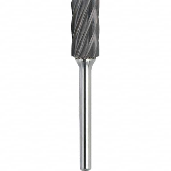 Made in USA - 1" Cut Diam, 3/8" Shank Diam, Cylinder Head Aluma Cut Burr - Carbide, 1" LOC, 3" OAL - Americas Industrial Supply