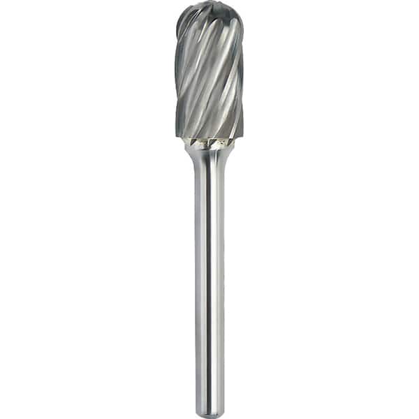 Made in USA - 1" Cut Diam, 0.2362" Shank Diam, Cylinder with Radius Head Aluma Cut Burr - Carbide, 25mm LOC, 70mm OAL - Americas Industrial Supply
