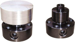 Mitee-Bite - 0.71 to 2.09" Expansion Diam, 4,000 Lb Holding Force, M25 Mounting Screw, M12 Center Screw, Steel ID Expansion Clamps - 2.09" Flange Diam, 3/4" Flange Thickness, 1" Mount Hole Diam, 6 Mount Holes, 1.748" Overall Height, 49 Ft/Lb Torque - Americas Industrial Supply