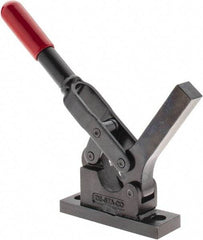 De-Sta-Co - 600 Lb Holding Capacity, Horizontal Handle, Manual Hold Down Toggle Clamp - 69° Handle Movement, 90° Bar Opening, Solid Bar, Flanged Base, Oxide Finish, Forged Alloy Steel - Americas Industrial Supply