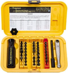 Chapman - 40 Piece, 1/4" Drive Screwdriver Bit Set - #1 to #4 Phillips, 0.05 to 5/16" Hex - Americas Industrial Supply