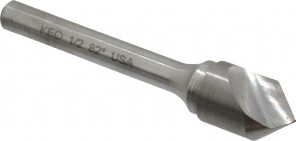 Keo - 1/2" Head Diam, 1/4" Shank Diam, 1 Flute 82° Solid Carbide Countersink - Americas Industrial Supply