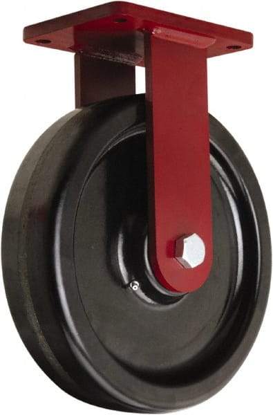 Hamilton - 12" Diam x 3" Wide x 14-1/2" OAH Top Plate Mount Rigid Caster - Phenolic, 3,500 Lb Capacity, Straight Roller Bearing, 5-1/2 x 7-1/2" Plate - Americas Industrial Supply