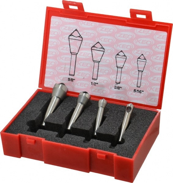 Keo - 4 Piece, 5/16 to 5/8" Head Diam, 100° Included Angle, Single End Countersink Set - Americas Industrial Supply