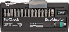 Wera - 30 Piece, Screwdriver 1/4" Bit Ratchet Bit Set - #1 to #3 Phillips, 3/32 to 1/4" Hex, T10 to T40 Torx - Americas Industrial Supply