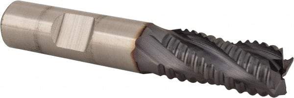 Niagara Cutter - 1/2" Diam, Coarse Pitch, 1" LOC, 4 Flute Cobalt Roughing Square End Mill - TiCN Finish, 3" OAL, 1/2" Shank Diam, Single End, 30° Helix - Americas Industrial Supply