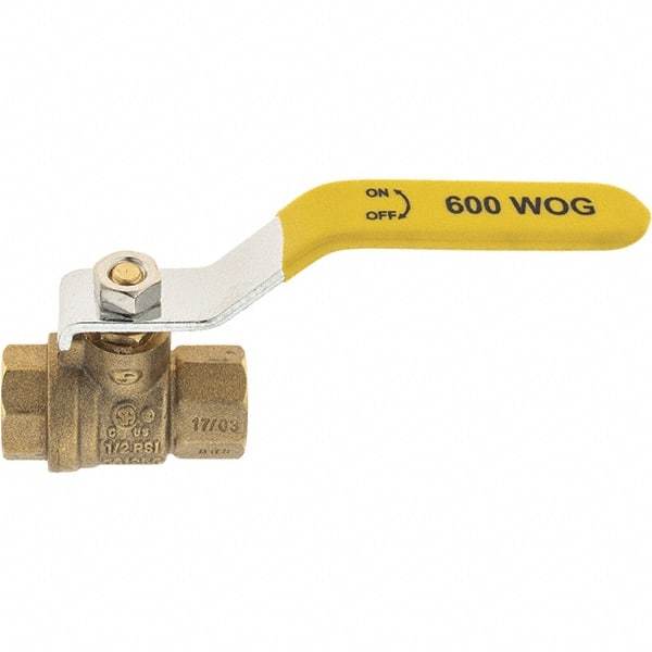 Value Collection - 1/4" Pipe, Brass Full Port Ball Valve - 2 Piece, NPT Ends, Lever Handle, 600 WOG, 150 WSP - Americas Industrial Supply