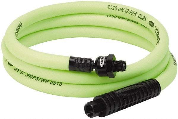 Legacy - 3/8" ID x 0.61" OD 6' Long Lead-In Whip Hose - FNPT x MNPT Ball Swivel Ends, 300 Working psi, 140°, 1/4" Fitting, Green - Americas Industrial Supply