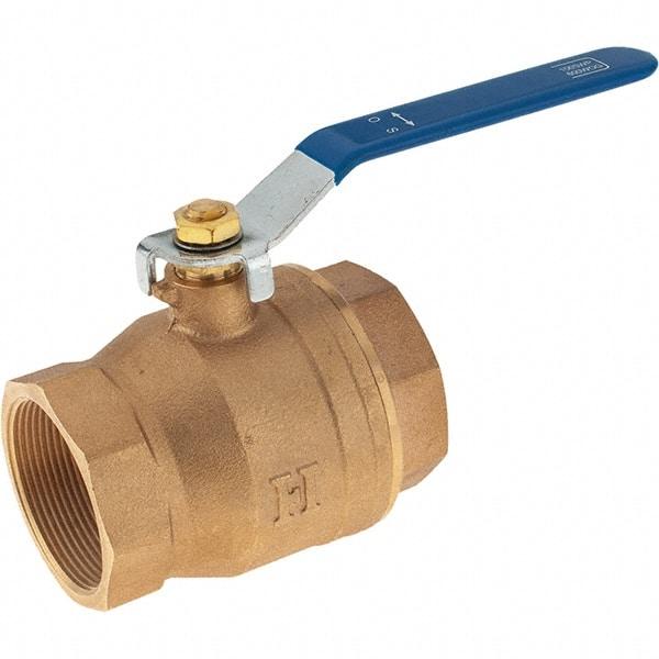 Value Collection - 2" Pipe, Bronze Full Port Ball Valve - 2 Piece, NPT Ends, Lever Handle, 600 WOG, 150 WSP - Americas Industrial Supply